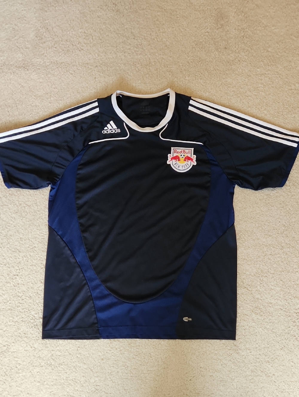 adidas Navy and White Red Bull NY Soccer Shirt